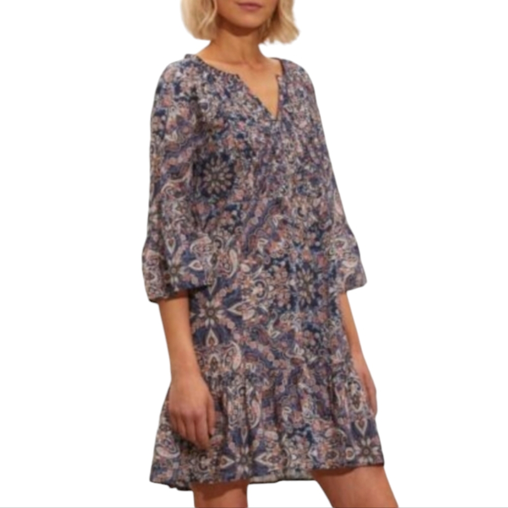 Odd Molly Anthropologie Dress Women's Size 3 | Large Lightweight Blue Paisley